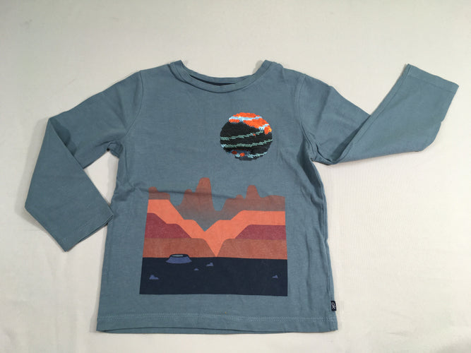T-shirt m.l bleuté planète sequins réversibles, moins cher chez Petit Kiwi