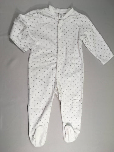 Pyjama velours blanc étoiles grises, moins cher chez Petit Kiwi