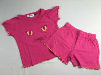 Pyjashort 2pcs jersey rose Chat