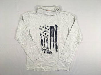 T-shirt m.l gris clair flammé drapeau col roulé