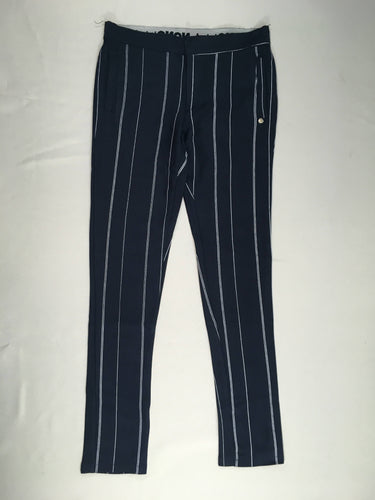 Pantalon molleton bleu marine ligné blanc, moins cher chez Petit Kiwi