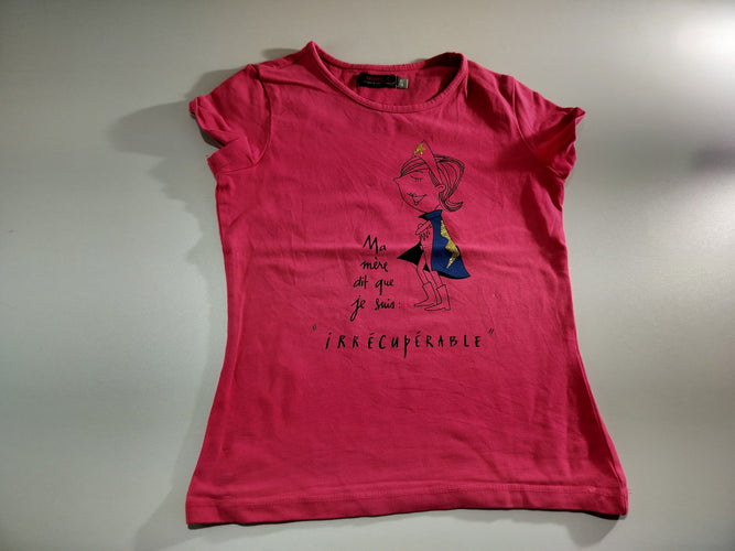 T-shirt m.c rose " Ma mère dit que je suis irrécupérable", moins cher chez Petit Kiwi