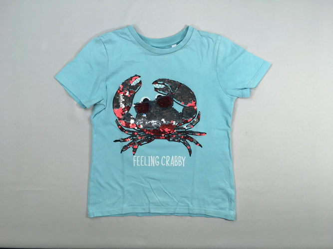 T-shirt m.c bleu crabe sequins réversibles, moins cher chez Petit Kiwi