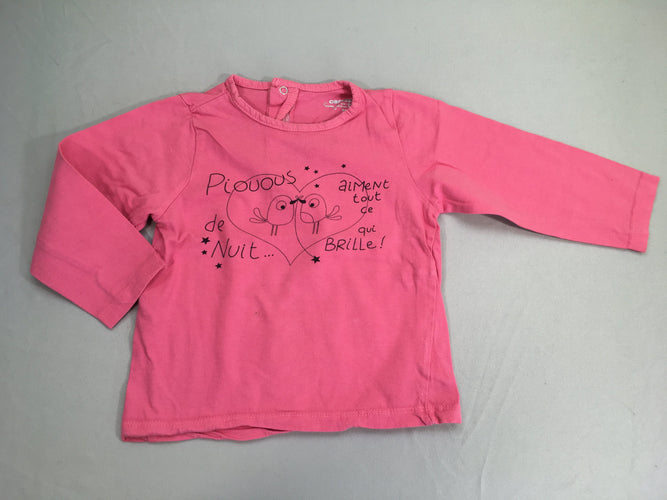 T-shirt m.l rose oiseaux, bouloché, moins cher chez Petit Kiwi