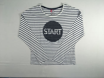 T-shirt m.l blanc rayé bleu marine Start
