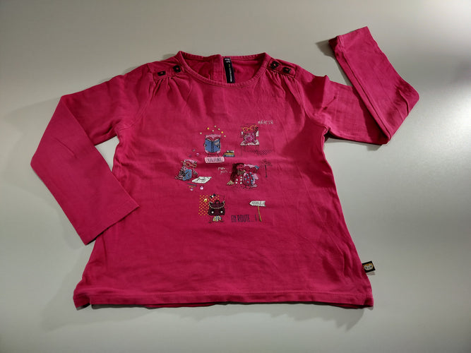 T-shirt m.l rose hiboux à l'école, moins cher chez Petit Kiwi