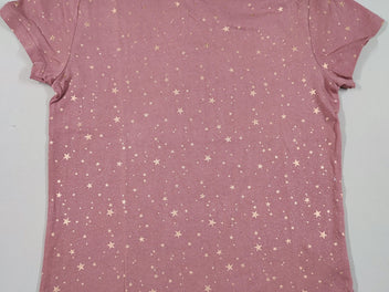 T-shirt m.c rose étoiles argentées