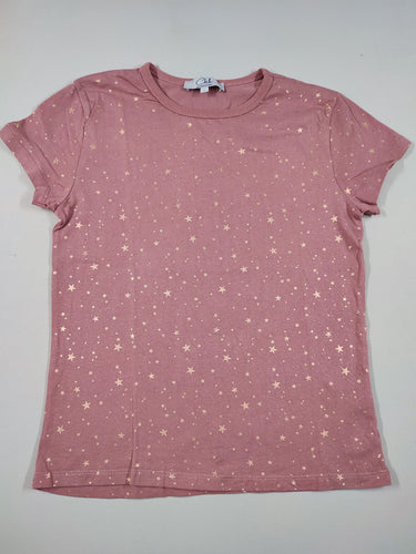T-shirt m.c rose étoiles argentées, moins cher chez Petit Kiwi