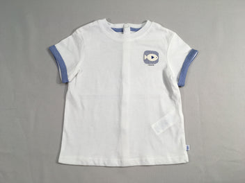 T-shirt m.c blanc/bleu poisson