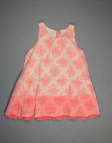 Robe s.m motifs roses/orange - doublée coton et voile dans le bas, moins cher chez Petit Kiwi