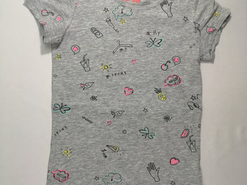 T-shirt m.c gris chiné motifs main, micro, cintre