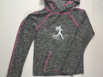 Pull léger de sport gris flammé à capuche fitness girl