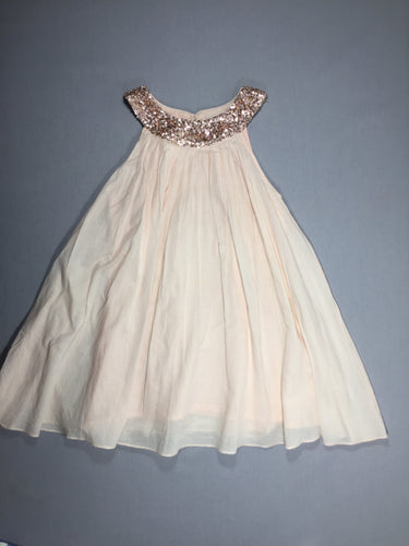 Robe sans manche (sequins rosés) en voile de coton rose pâle, moins cher chez Petit Kiwi