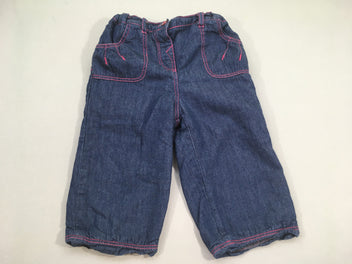 Pantalon doublé jersey denim coutures roses
