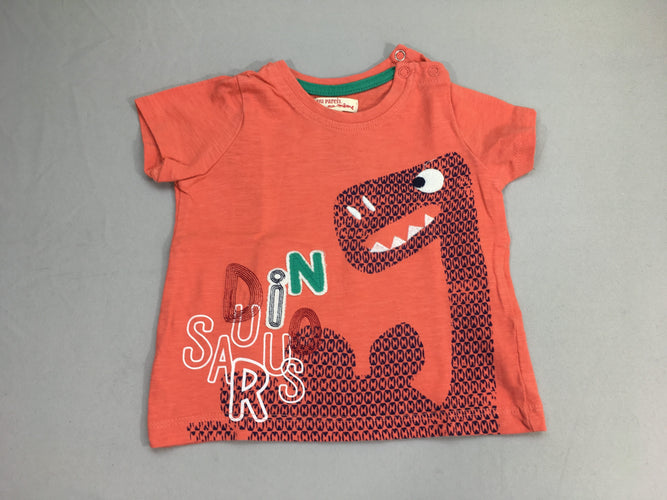 T-shirt m.c orange dinosaure, moins cher chez Petit Kiwi