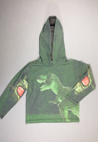 T-shirt m.l vert à capuche - grand dinosaure, moins cher chez Petit Kiwi