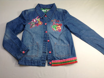 Chemise veste denim écussons fleuris 11-12a