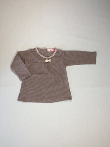 T-shirt m.l gris mauve - petits points rosés, moins cher chez Petit Kiwi