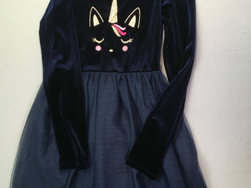 Robe m.l velours bleu tulle licorne