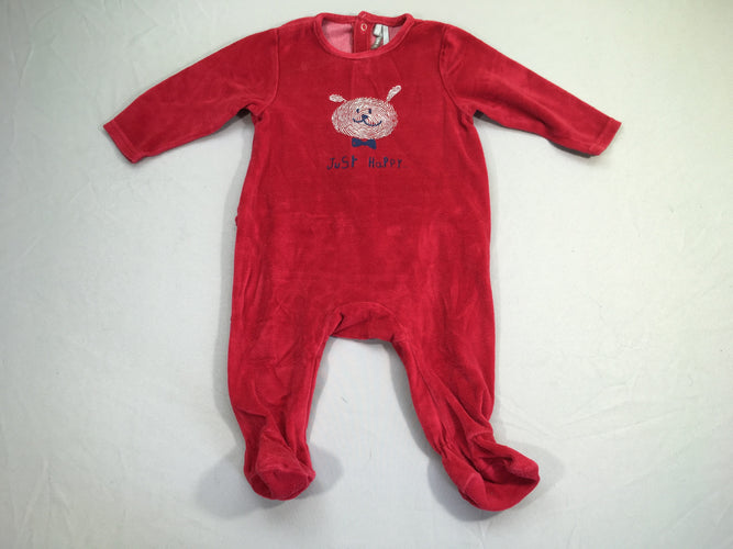 Pyjama velours rouge Happy, moins cher chez Petit Kiwi