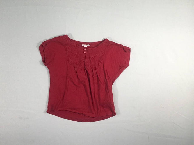 T-shirt m.c rouge broderies, moins cher chez Petit Kiwi