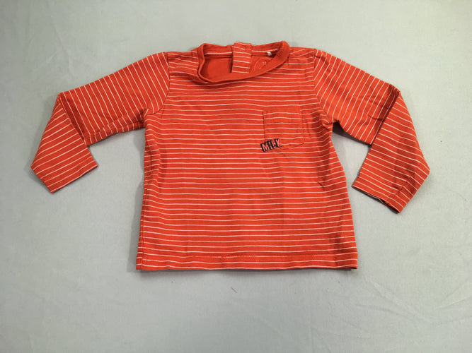 T-shirt m.l orange rayé poche, moins cher chez Petit Kiwi