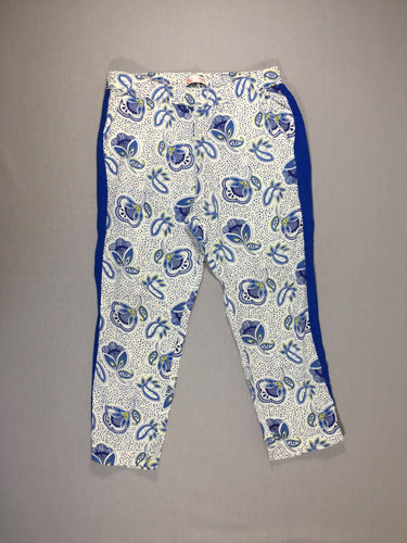 Pantalon fluide blanc - motifs bleus - bandes verticales, moins cher chez Petit Kiwi