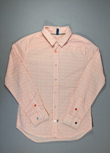 Chemise ml blanche - rectangles orange, moins cher chez Petit Kiwi