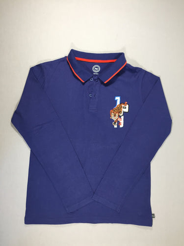 Polo bleu ml jersey - bord rouge - écusson tigre, moins cher chez Petit Kiwi