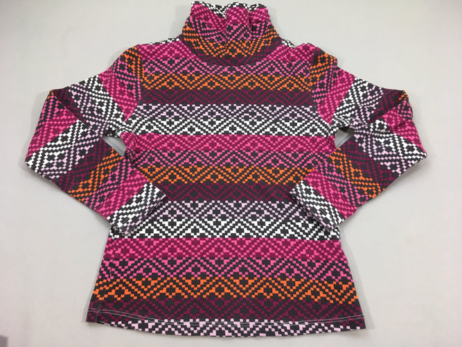 T-shirt m.l col roulé motifs géométriques mauve/orange/noir, moins cher chez Petit Kiwi