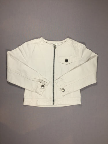 Veste blanche zippée sans col, moins cher chez Petit Kiwi