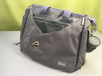 Sac à langer Béaba gris-mauve + pochette isotherme + Petit tapis à langer