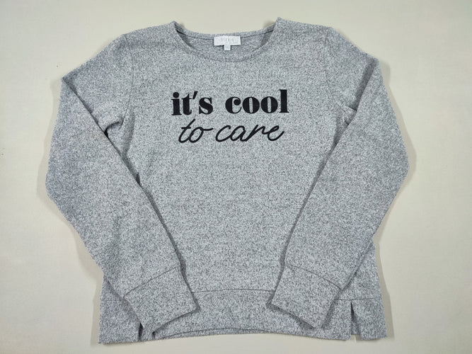 Pull gris chiné "It's cool to care", moins cher chez Petit Kiwi