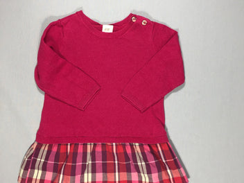 Robe ml style pull rose foncé avec jupe à carreaux