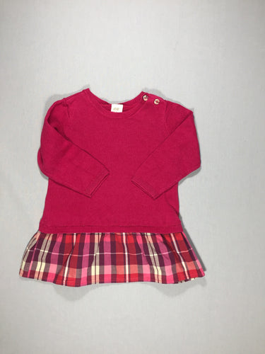 Robe ml style pull rose foncé avec jupe à carreaux, moins cher chez Petit Kiwi