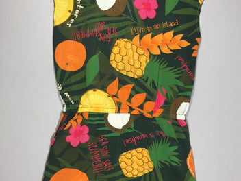 Robe s.m légère verte avec ananas - taille élastique