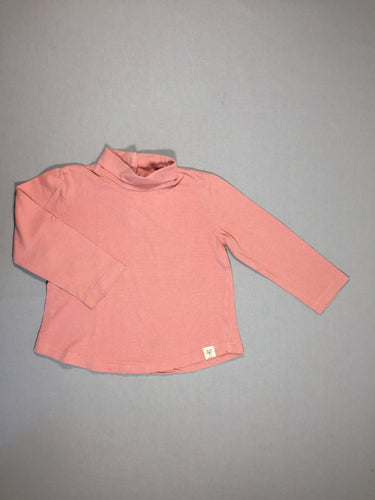 T-shirt col roulé ml rose pâle uni, moins cher chez Petit Kiwi