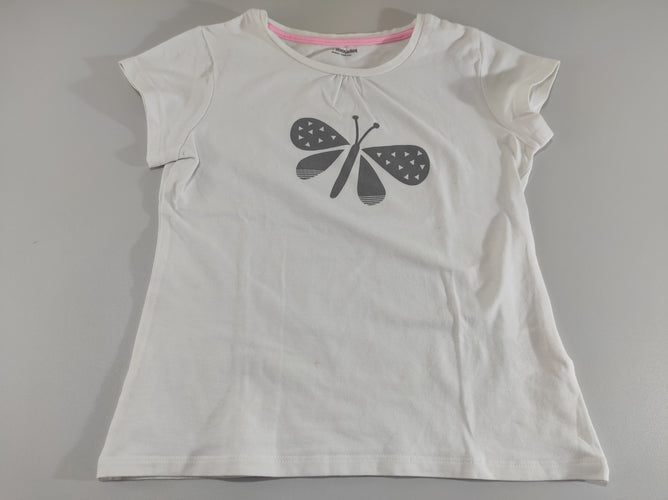 T-shirt m.c blanc , ,papillon gris, moins cher chez Petit Kiwi