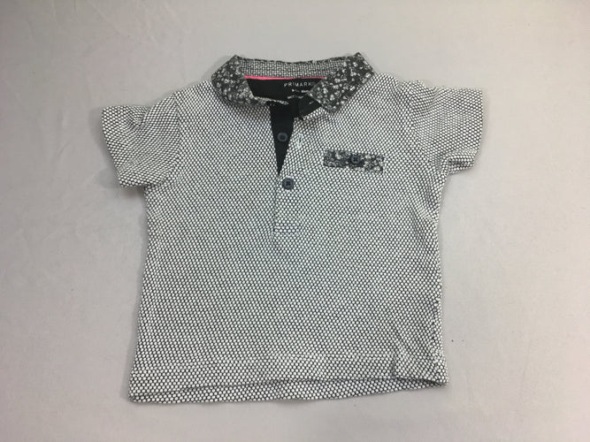 Polo m.c jersey texturé blanc/noir, moins cher chez Petit Kiwi