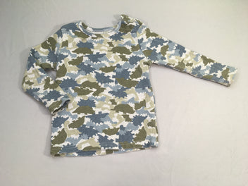 T-shirt m.l côtelé gris camouflage dino