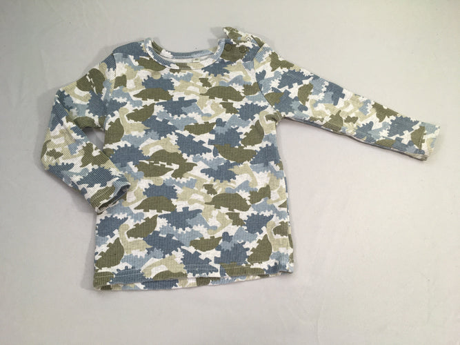 T-shirt m.l côtelé gris camouflage dino, moins cher chez Petit Kiwi