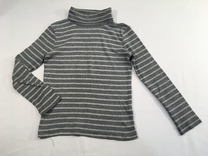 T-shirt col roulé gris chiné rayé, bouloché, moins cher chez Petit Kiwi