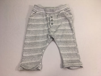 Pantalon molleton côtelé gris/blanc chiné revers