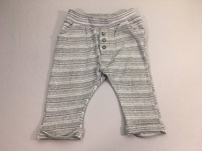 Pantalon molleton côtelé gris/blanc chiné revers, moins cher chez Petit Kiwi