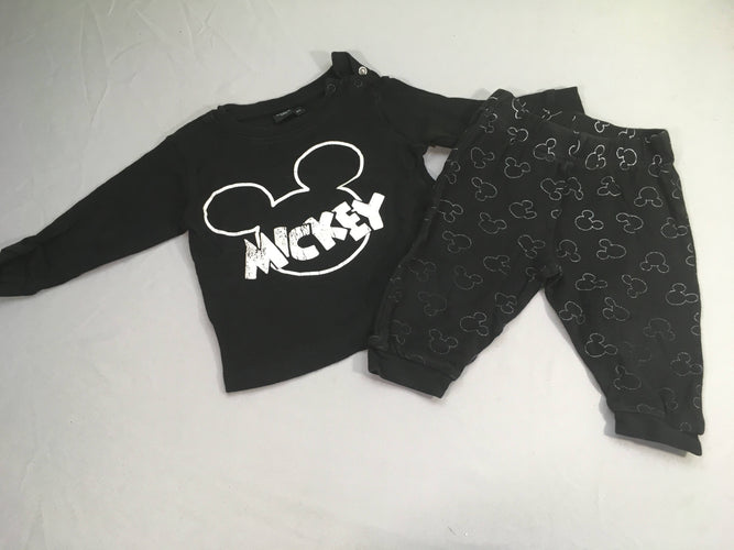 Pyjama 2pcs jersey noir Mickey, moins cher chez Petit Kiwi