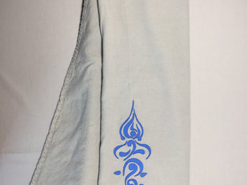 Echarpe de portage Néobulle grise - motif bleu