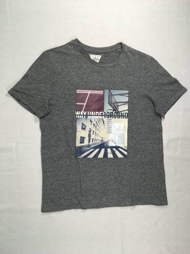 T-shirt m.c  gris chiné  flocage image ur.baine "Way under ground ", moins cher chez Petit Kiwi