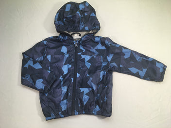 Veste zippée légère bleue motifs géométriques à capuche