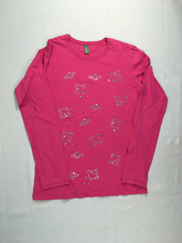T-shirt m.l rose fushia , planètes en strass argentés, moins cher chez Petit Kiwi