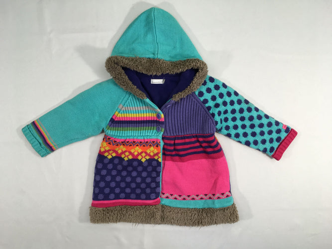 Gilet veste à capuche  doublé polar motifs diverses couleurs (bleu, mauve, rose,..), moins cher chez Petit Kiwi